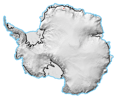 A Coastal Margin in Antarctica is any nautical or geographical coastline. Example Image